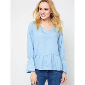 V-neck blouse with frill blue Yups