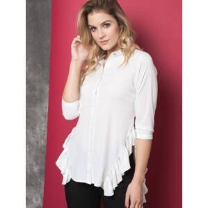 La Diva shirt decorated with frills on the sides white
