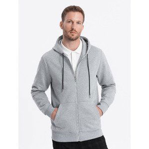 Ombre Men's unbuttoned hooded sweatshirt - grey melange