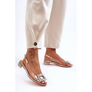 Transparent sandals with gold SBarski embellishments