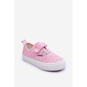 Patterned children's Velcro sneakers, Pink Plate