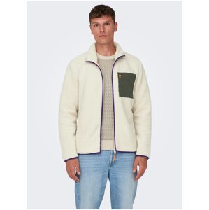 Cream men's faux fur jacket ONLY & SONS Dallas - Men