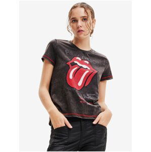 Dark gray women's T-shirt with print Desigual Rolling - Women