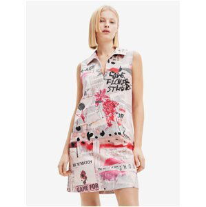 Pink and White Women Patterned Dress Desigual Loa - Women