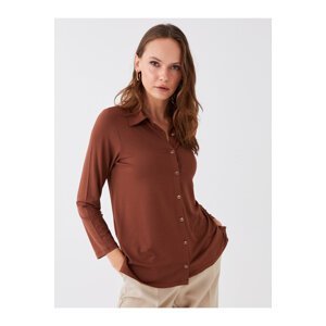 LC Waikiki Women's Shirt Collar Straight Long Sleeve Blouse