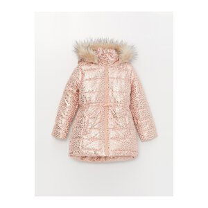 LC Waikiki Girls' Hooded Printed Coat