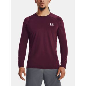 Bordové pánske športové tričko Under Armour UA HG Armour Fitted LS