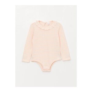 LC Waikiki Crew Neck Long Sleeved Baby Girl Bodysuit with Snap fastener