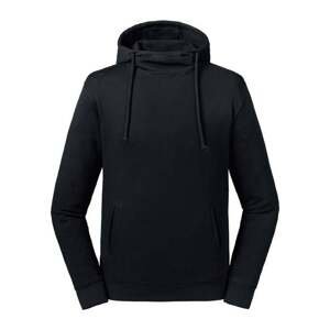 Black Unisex Sweatshirt Pure Organic High Collar Hooded Sweat Russell