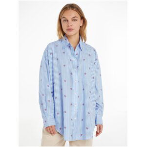 Blue Striped Oversize Shirt Tommy Hilfiger - Women