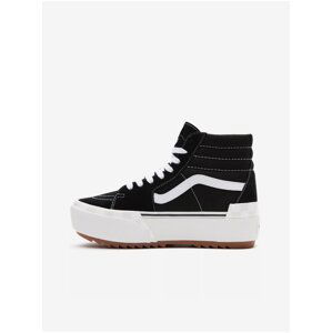 Black & White Womens Ankle Sneakers VANS UA SK8-Hi Stacked - Ladies