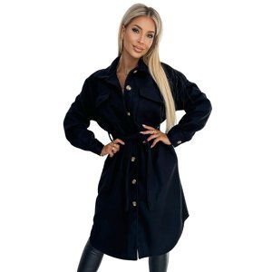 Warm women's coat with pockets, buttons and tie at the waist Numoco