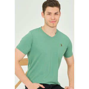 T8568 DEWBERRY V-NECK MEN'S T-SHIRT-PLAIN LIGHT GREEN