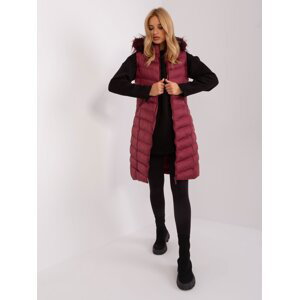 Burgundy long quilted vest from RUE PARIS