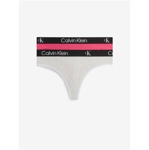 Calvin Klein Set of two women's thongs in dark pink and light gray Calvin Kl - Women