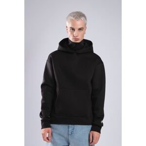 XHAN Black Turtleneck Oversized Hooded Sweatshirt