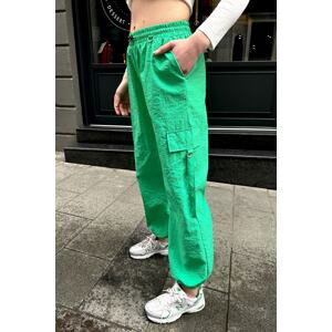 XHAN Green Oversize Cargo Parachute Pants