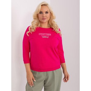 Plus-size fuchsia blouse with 3/4 sleeves