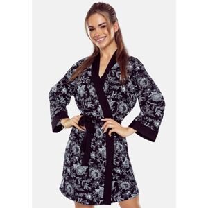 Bathrobe Eldar First Lady Shanti S-XL black-flowers 1