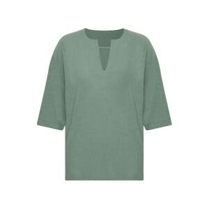 XHAN Green V-Neck Poor Sleeve Oversized Linen Shirt 2x2-45964-08