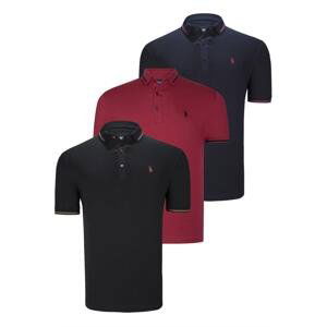 TRIPLE SET T8586 DEWBERRY MEN'S T-SHIRT-BLACK-NAVY-BURGUNDY