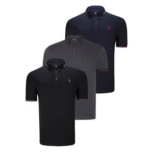 TRIPLE SET T8586 DEWBERRY MEN'S T-SHIRT-BLACK-NAVY-ANTHRACITE