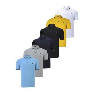 SET OF SIX T8586 DEWBERRY MEN'S T-SHIRT-BLACK-WHITE-NAVY-GREY-LIGHT BLUE-YELLOW