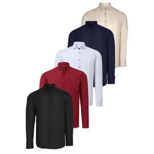 SET OF FIVE G721 DEWBERRY MEN'S SHIRT-BLACK-WHITE-NAVY-BEIGE-BURGUNDY