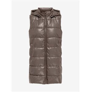 Women's Brown Quilted Faux Leather Vest ONLY New Anja - Women