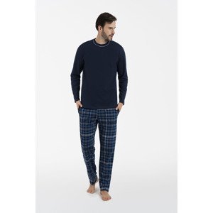 Men's pyjamas Ruben, long sleeves, long pants - navy blue/print