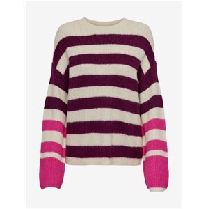 Purple-cream women's striped sweater JDY Drea - Women