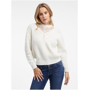 Orsay Women's Cream Sweater with Lace - Women