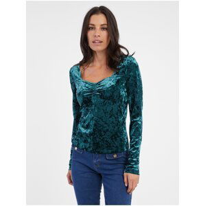 Orsay Women's Petrol Velvet Top - Women's