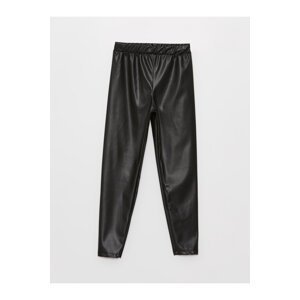 LC Waikiki Girls' Leather-Look Pants with Elastic Waist.