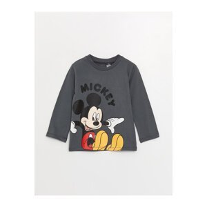 LC Waikiki Crew Neck Long Sleeve Mickey Mouse Printed Baby Boy T-Shirt
