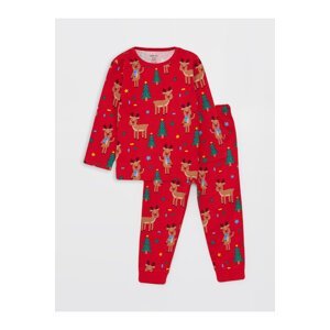 LC Waikiki Crew Neck Long Sleeve New Year's Themed Baby Boy Pajama Set