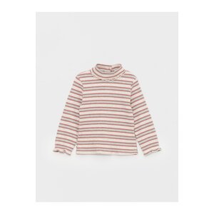 LC Waikiki Half Turtleneck Striped Soft Textured Baby Girl T-Shirt