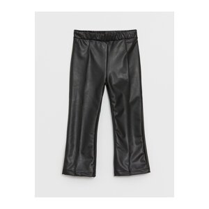 LC Waikiki Leather Look Baby Girl Trousers with Elastic Waist