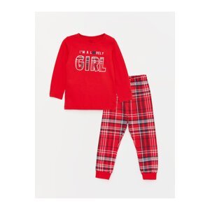 LC Waikiki Crew Neck Long Sleeve Printed Baby Girl Pajama Set