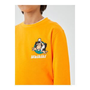 LC Waikiki Crew Neck Nostalgic Monkey Print Long Sleeve Unisex Kids' Sweatshirt.