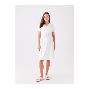 LC Waikiki V-Neck Straight Short Sleeve Maternity Nightgown