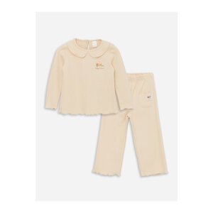 LC Waikiki Baby Collar Long Sleeve Baby Girl Sweatshirt and Trousers 2-Piece Set