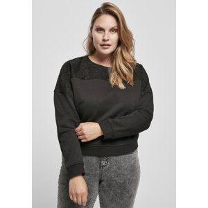 Women's Short Oversized Lace Insert Crew Black