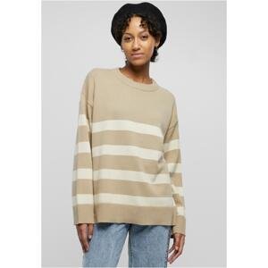 Women's striped knitted sweater with wet sand