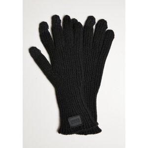 Smart gloves made of knitted wool blend black
