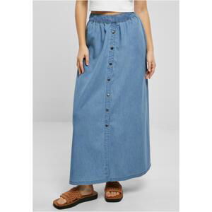 Women's long wide light denim skirt washed to the sky