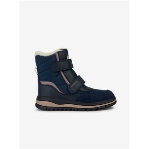 Black and Blue Girls' Ankle Snow Boots with Suede Details Geox Adel - Girls