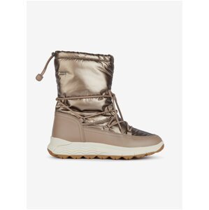 Women's snow boots with leather details in gold Geox Spherica - Women