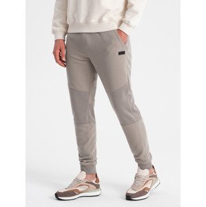 Ombre Men's sweatpants with ottoman fabric inserts - ash