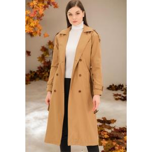 Z6737 DEWBERRY WOMEN'S TRENCH COAT-FLAT CAMEL